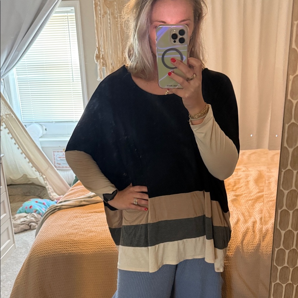 Tua Black and Tan Striped Sweater